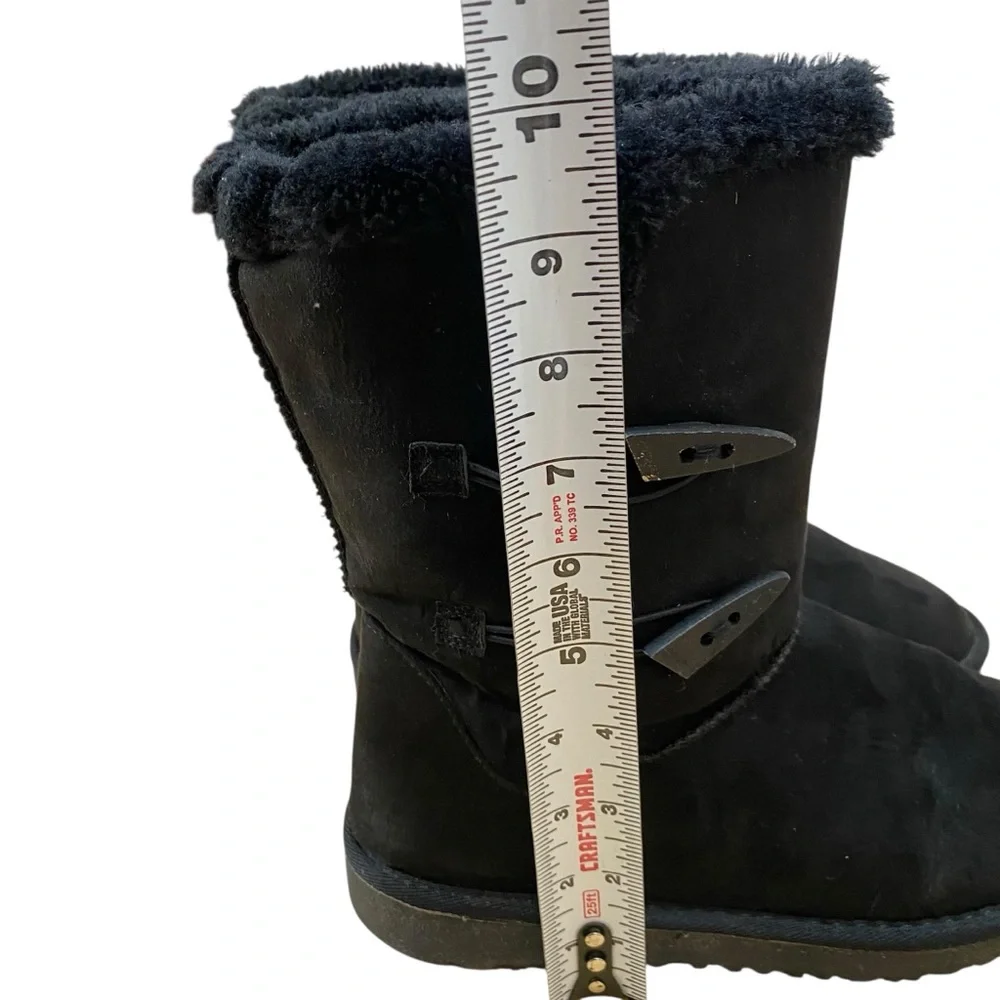 Hotcakes Casey women's size 8.5 Black Faux-Suede Mid-Calf Boots Toggle Accents